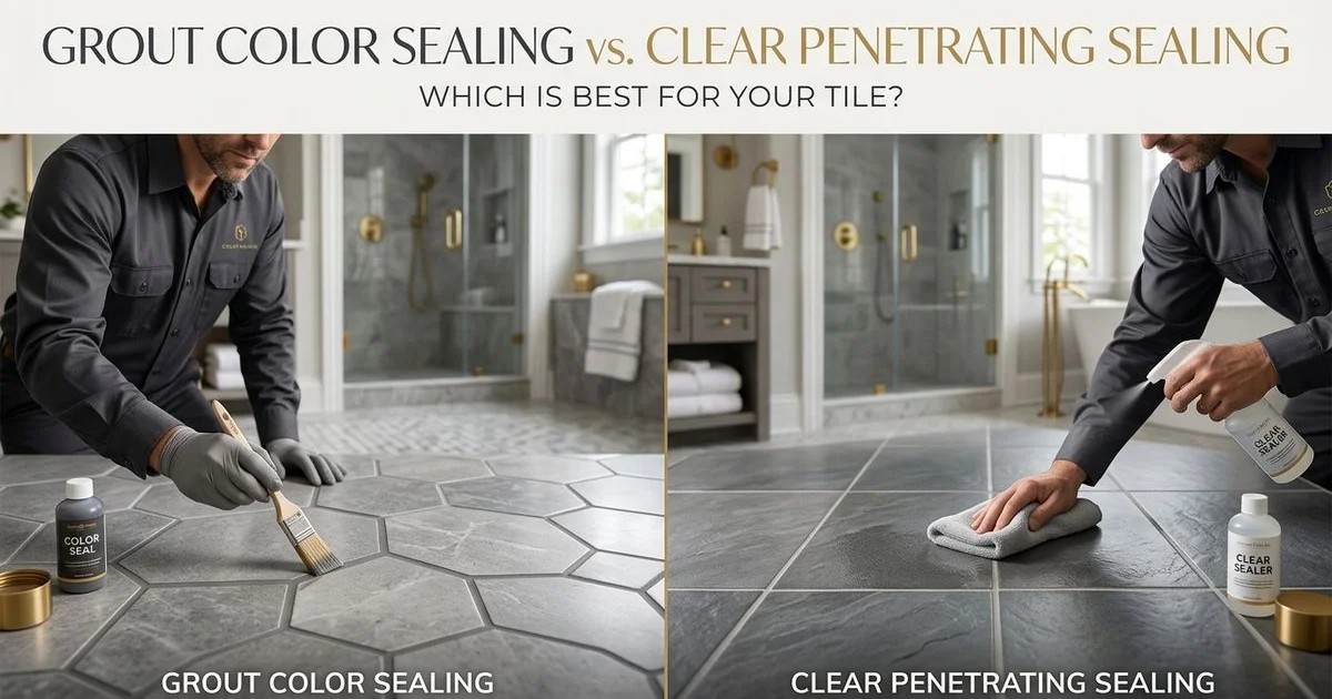 Color seal vs clear seal comparison on grout