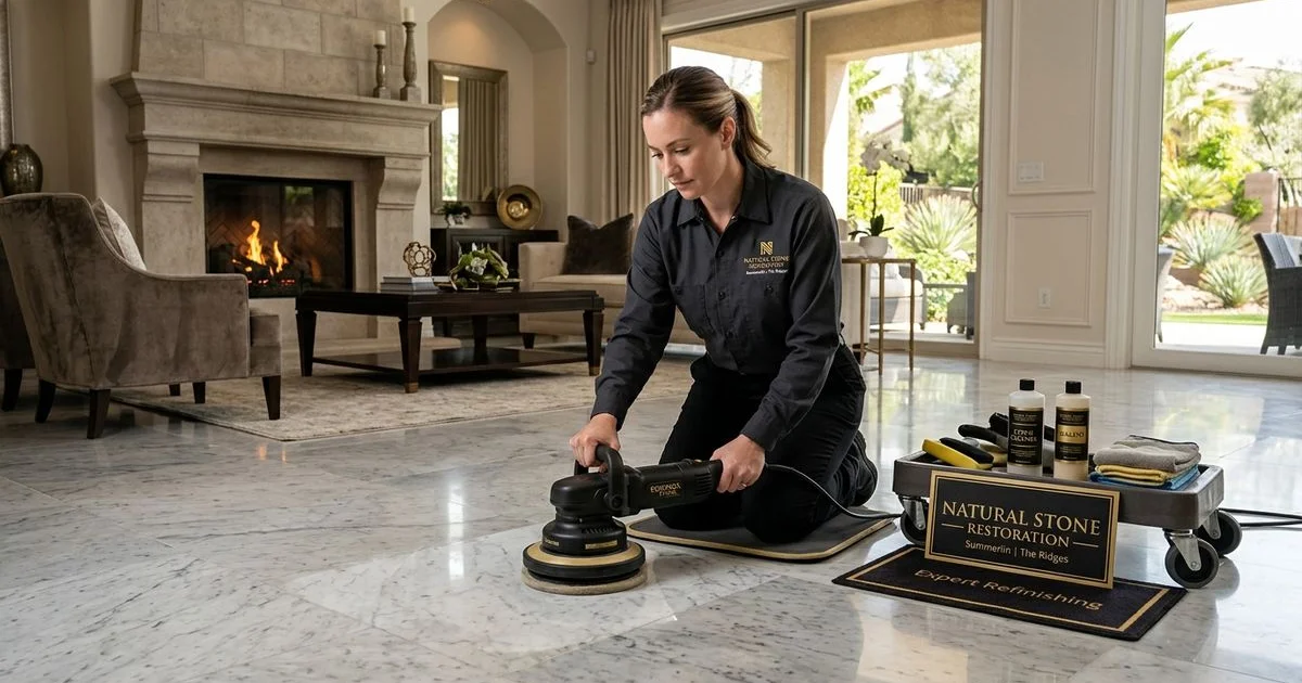 Stone restoration in a Summerlin luxury home