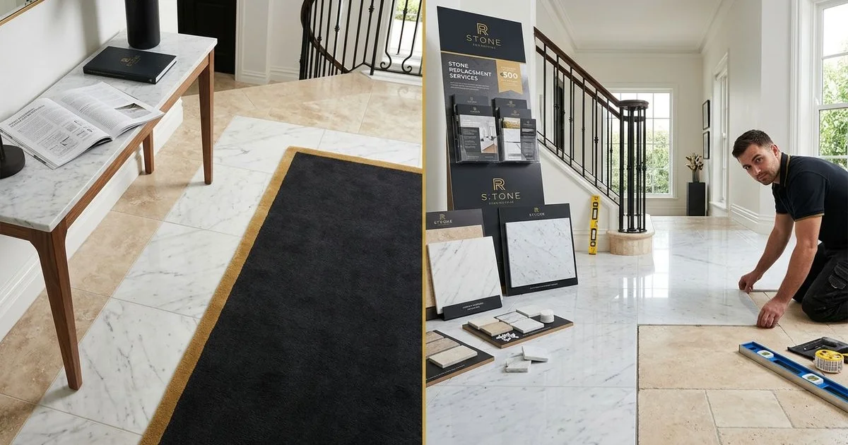 Restored vs replaced marble floor comparison