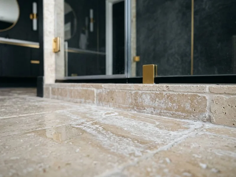 Calcium and magnesium film on a travertine shower floor