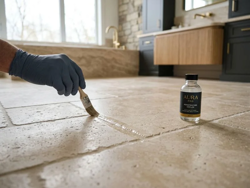 Clear penetrating sealer keeping natural grout color