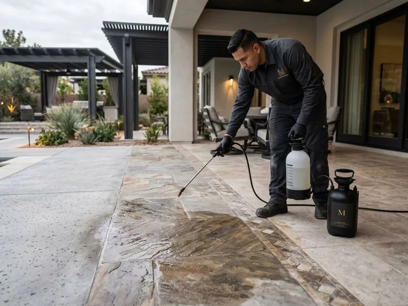 Penetrating concrete sealer being applied