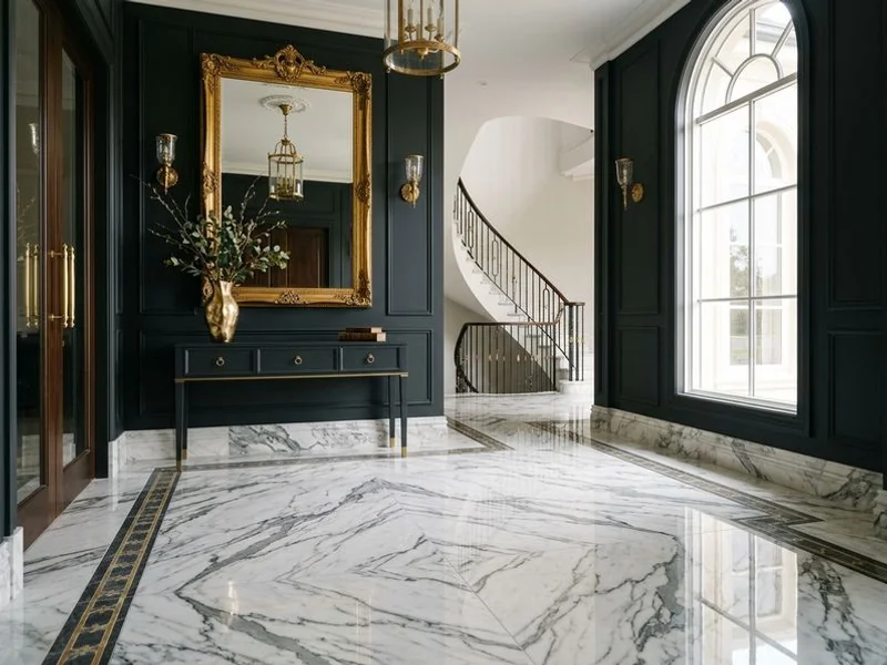 Polished marble entryway in a Southern Highlands estate