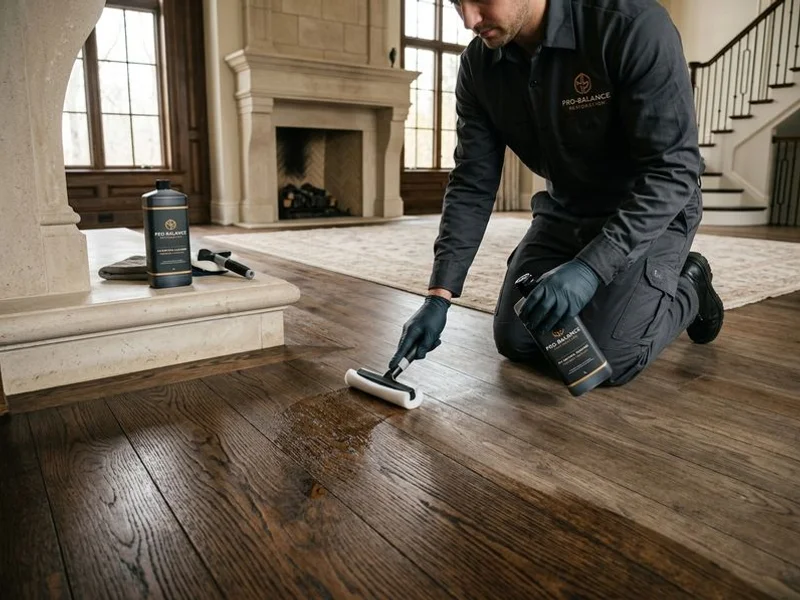 Pro-grade wood cleaner application and pH balancing
