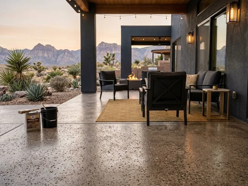 Sealed concrete patio with natural look