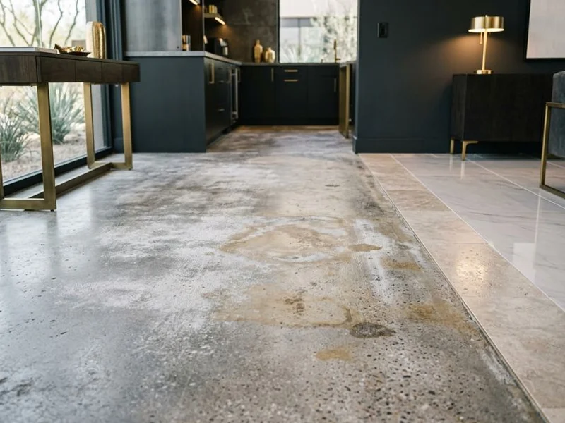 Unsealed concrete dusting and fading from desert sun